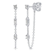 Tethered Baguette and Prong Set Diamond Earring - The Ear Stylist