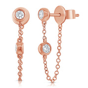Tethered Bezel Set Diamond Earring - Designer Earrings - Ear Stylist