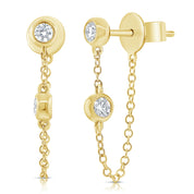 Tethered Bezel Set Diamond Earring - Designer Earrings - Ear Stylist