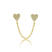 Chained Diamond Hearts - Designer Earrings - Ear Stylist by Jo Nayor