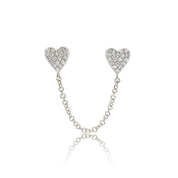 Chained Diamond Hearts - Designer Earrings - Ear Stylist by Jo Nayor