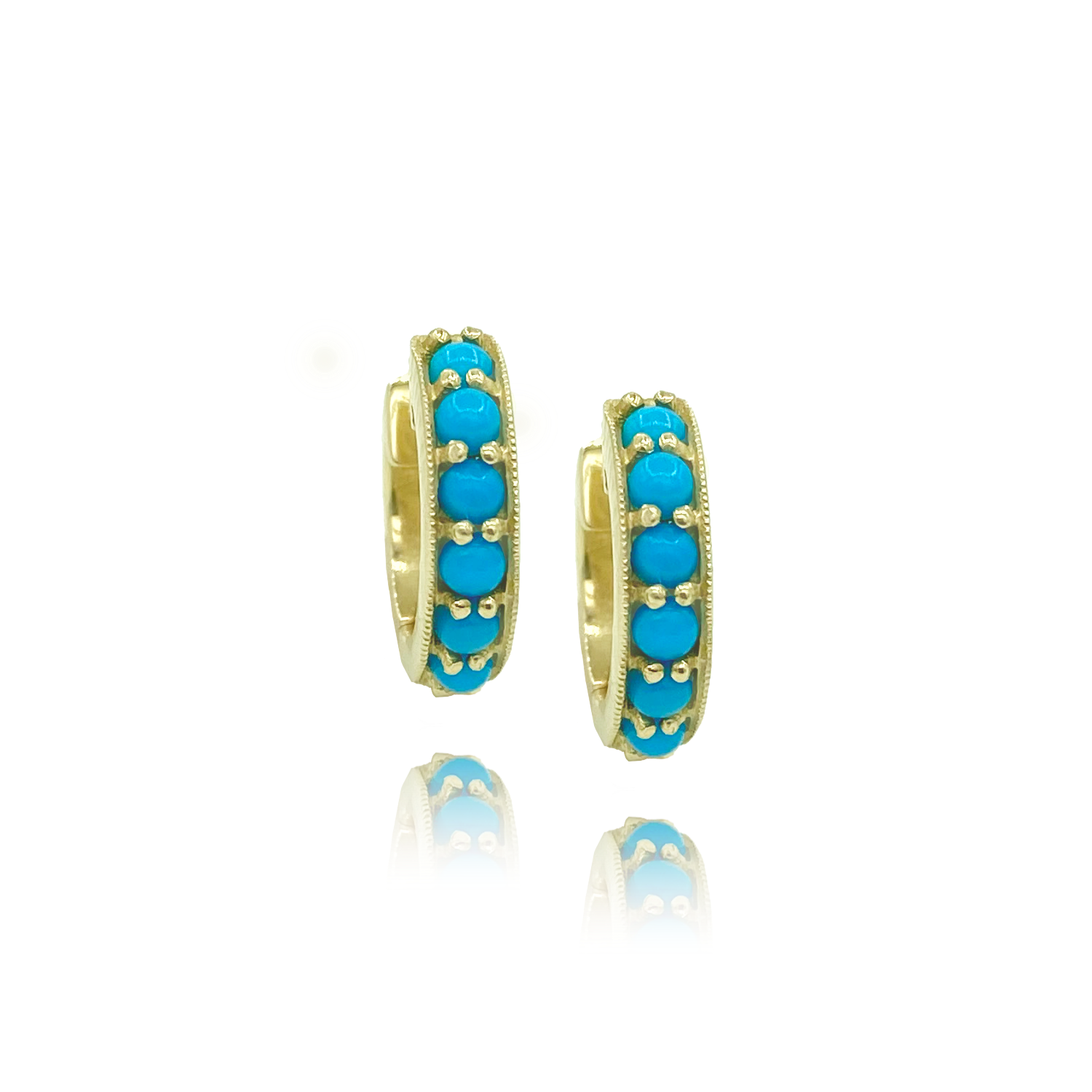 Turquoise Huggie Earrings - Designer Earrings - The EarStylist by Jo Nayor