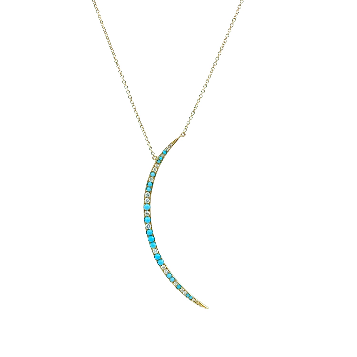 Diamond & Turquoise Crescent Moon Necklace - Designer Earrings - The EarStylist by Jo Nayor
