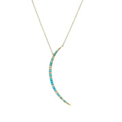 Diamond & Turquoise Crescent Moon Necklace - Designer Earrings - The EarStylist by Jo Nayor
