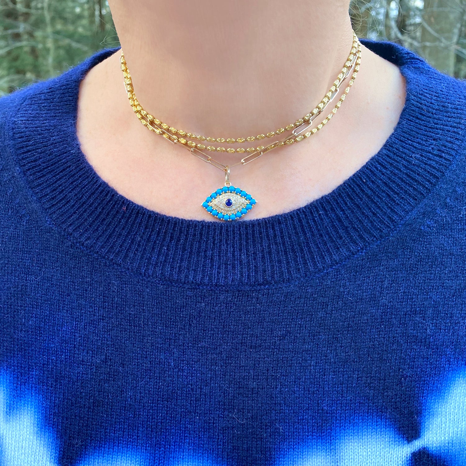 Turquoise Evil Eye Charm - Designer Earrings - The EarStylist by Jo Nayor