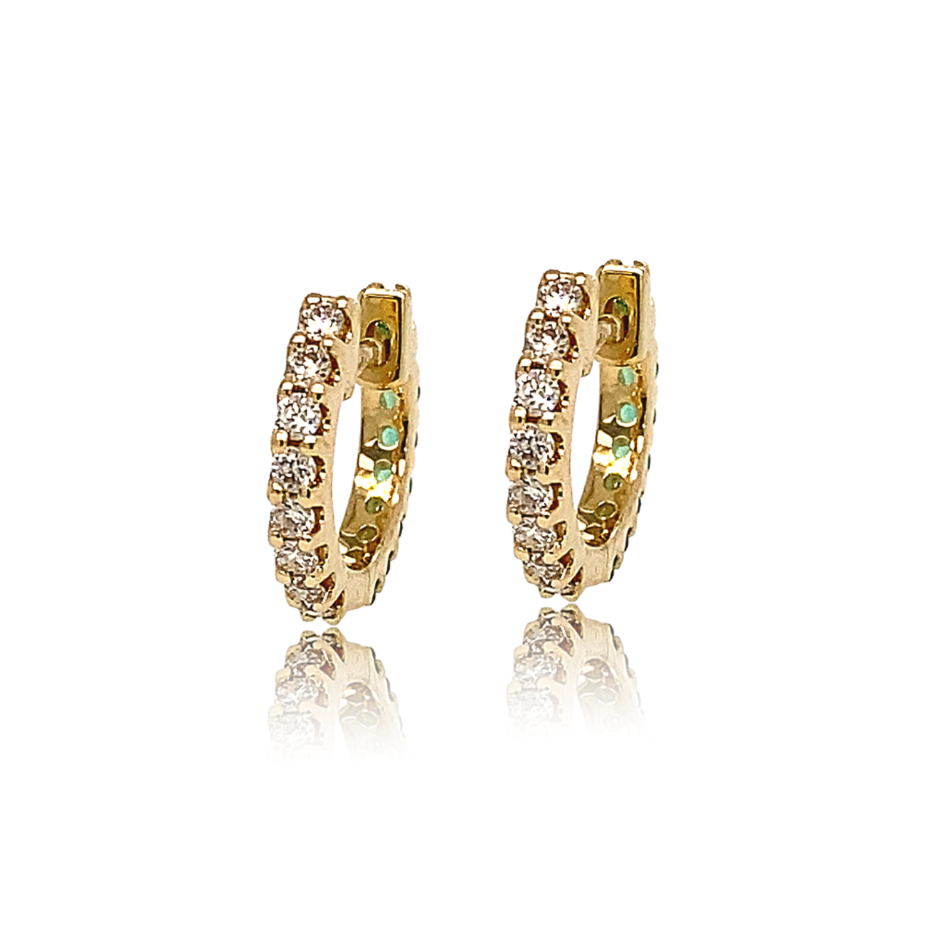 Reversible Diamond & Emerald Huggie Hoop Earrings - The Ear Stylist