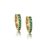 Reversible Diamond & Emerald Huggie Hoop Earrings - The Ear Stylist