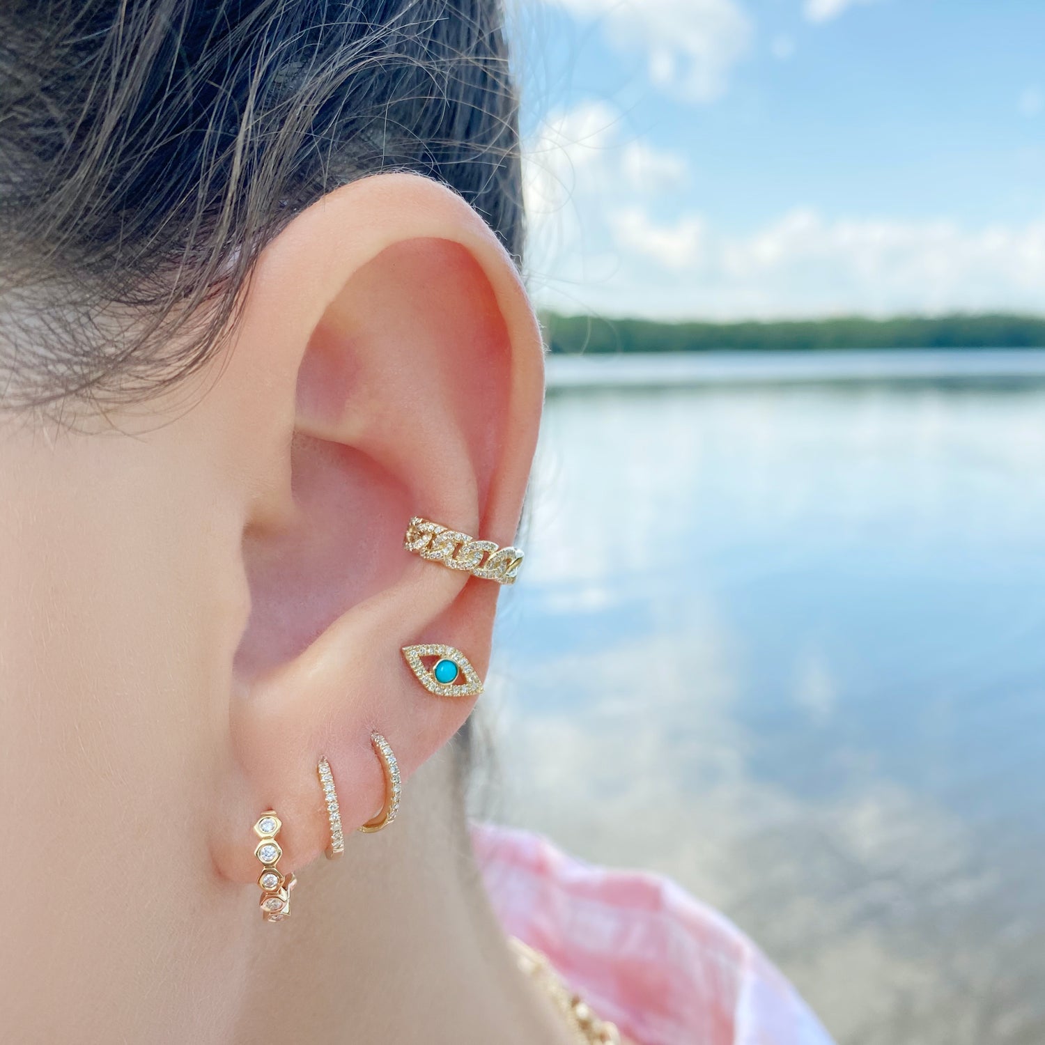 Turquoise Evil Eye Stud Earring - Designer Earrings - The EarStylist by Jo Nayor
