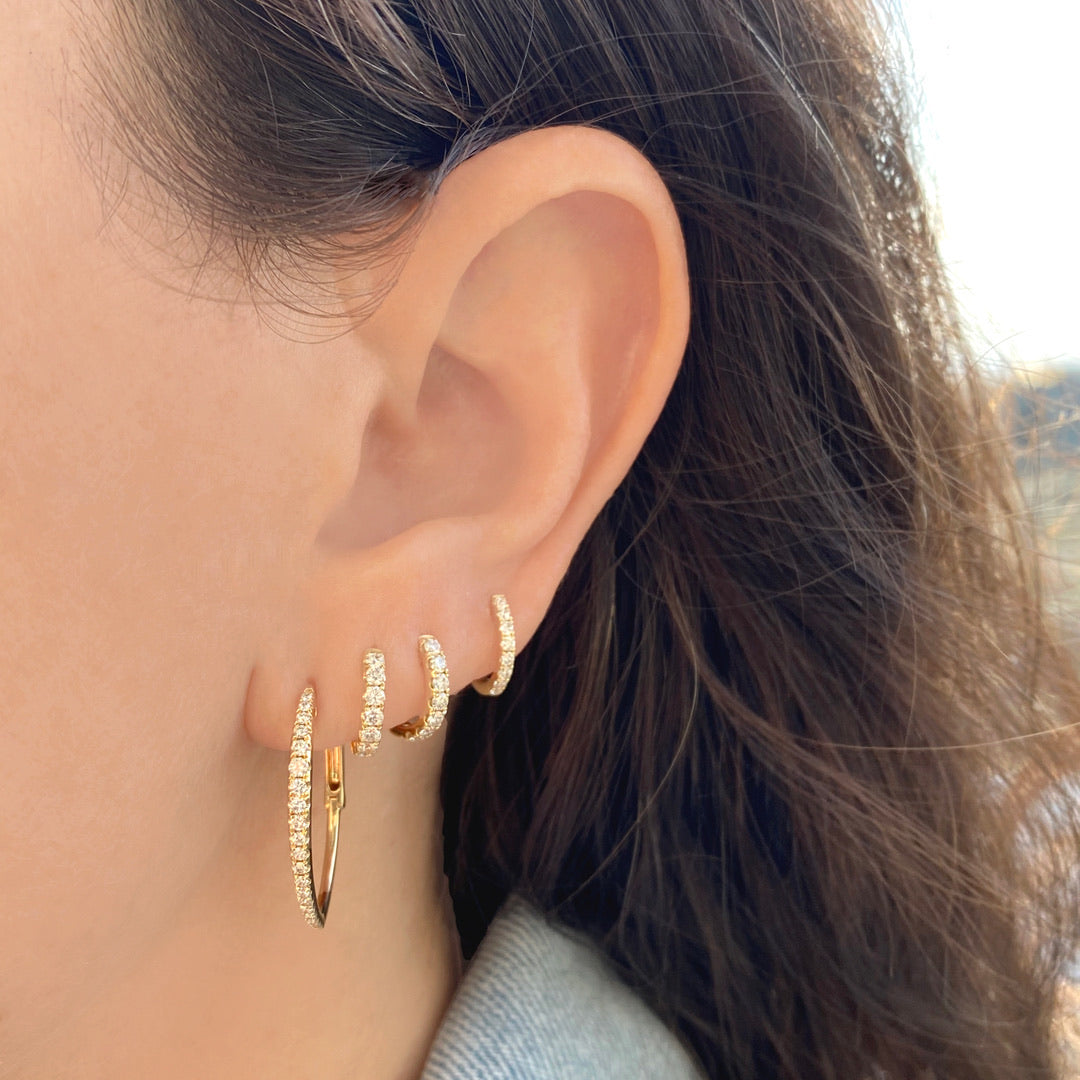 V - Shaped Diamond Hoop Earrings - The EarStylist by Jo Nayor