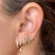 Reversible Diamond and Emerald Gemma Huggie