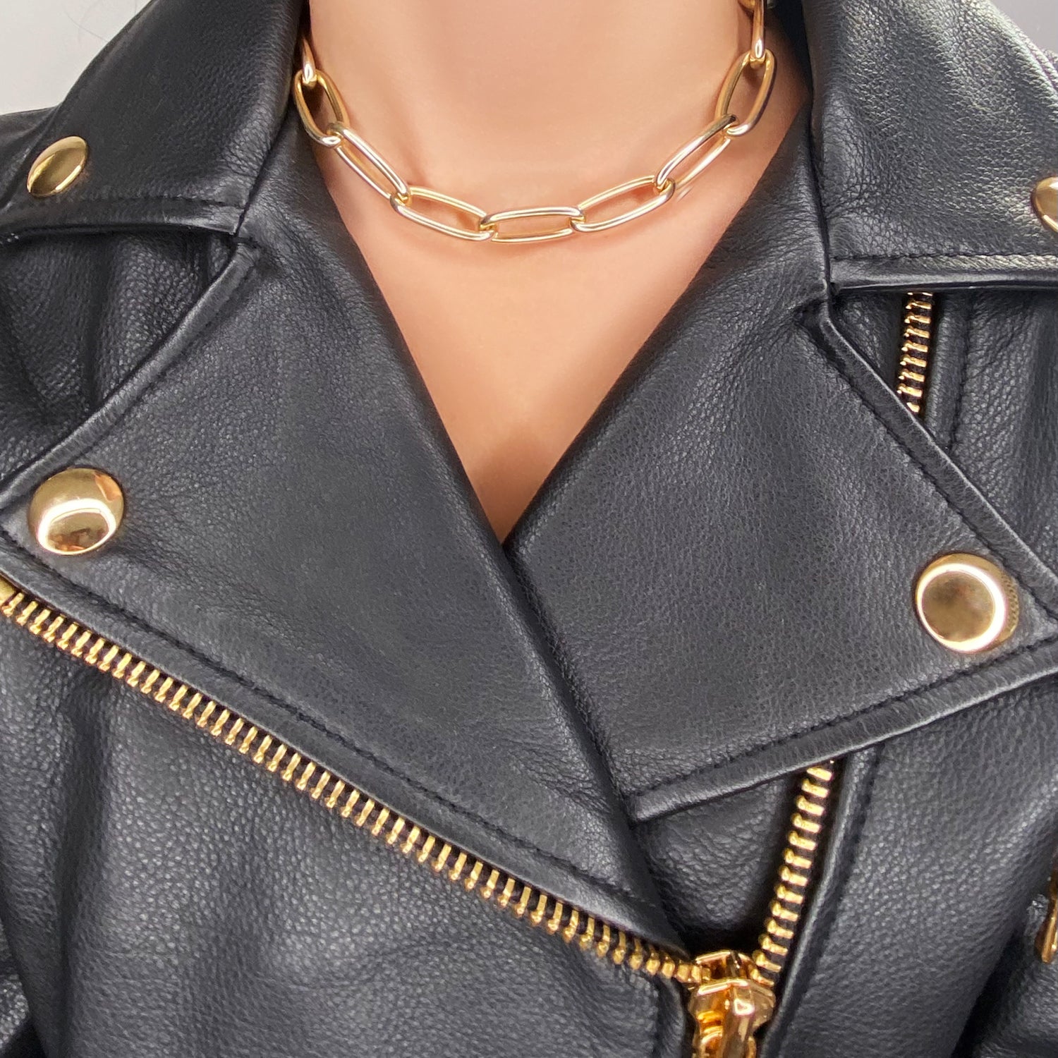 Jumbo 14K Gold Oval Link Necklace - Designer Necklaces - Jo Nayor