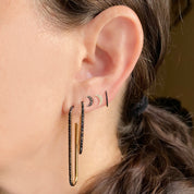 Jumbo Black Diamond U Hoops - Gold Earrings - Ear Stylist by Jo Nayor