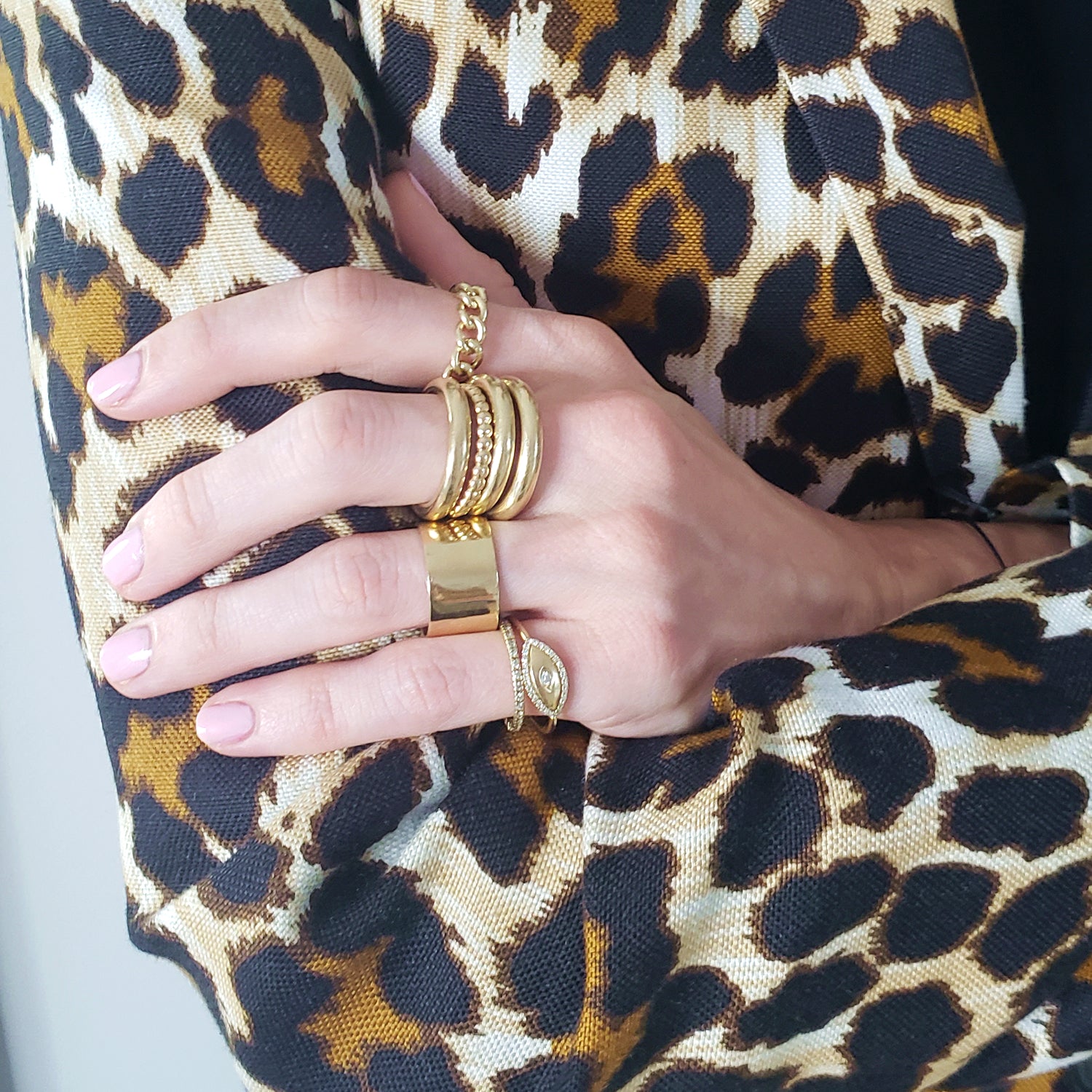 14K Gold Chain Link Ring - Designer Jewelry - Jo Nayor