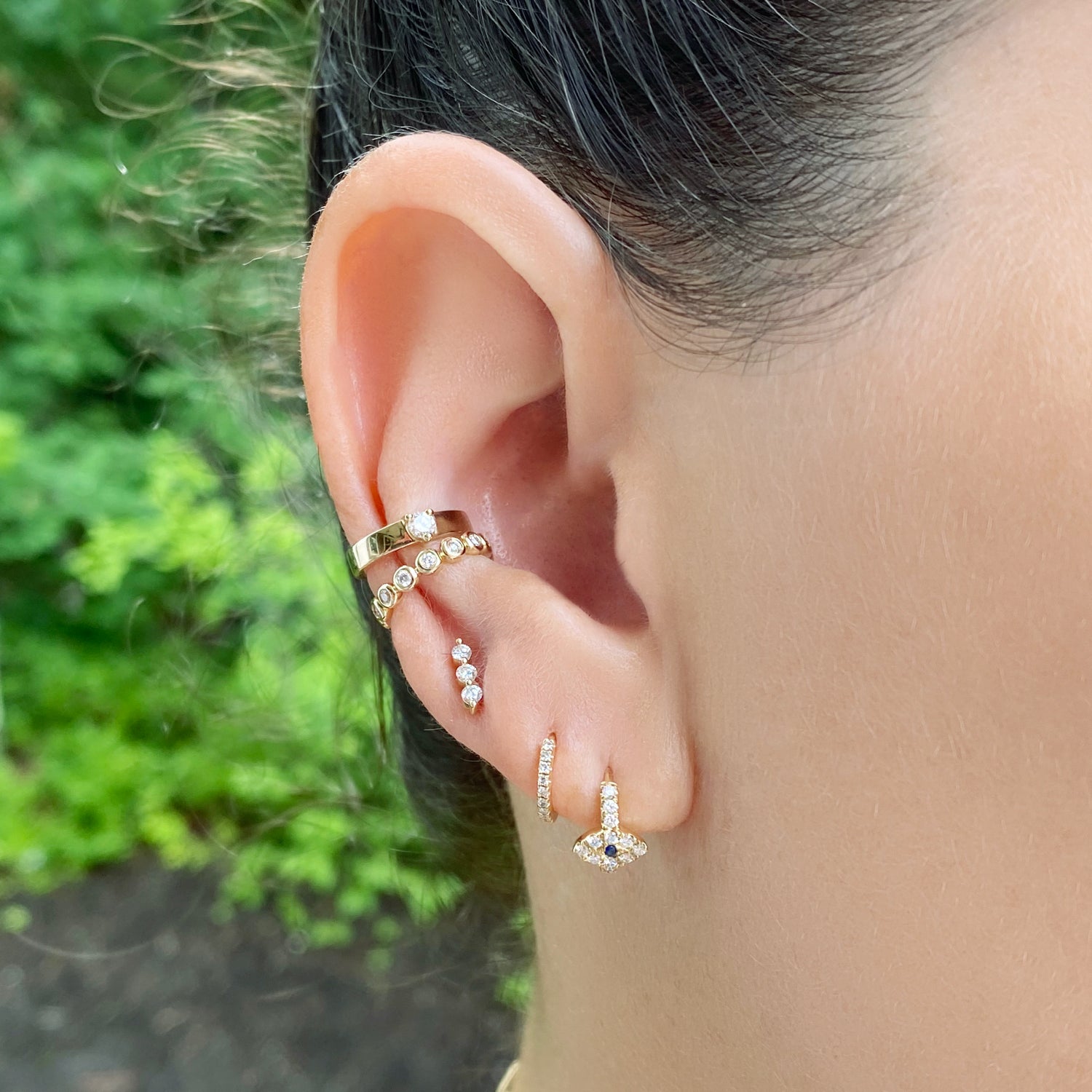 Diamond & Sapphire Evil Eye Hoops - Designer Earrings - The EarStylist by Jo Nayor