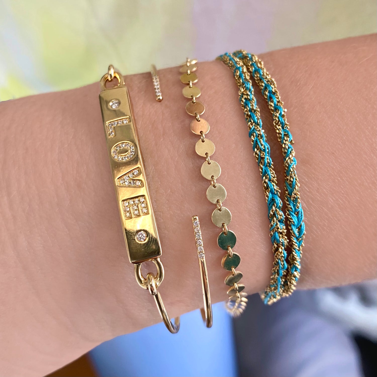 14K Gold Mini Disc Link Bracelet - Designer Anklets - Jo Nayor Designs