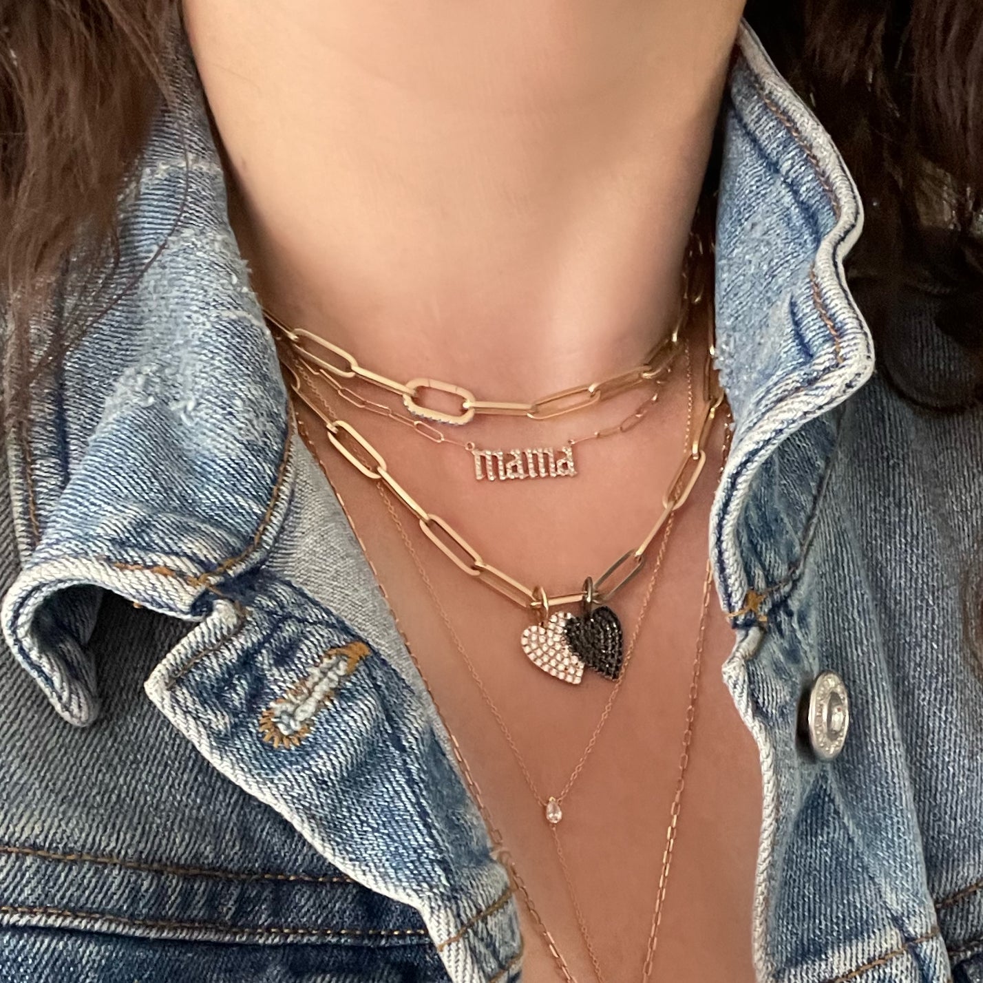 Small Diamond Mama Mini-link Necklace - Designer Necklaces - Jo Nayor