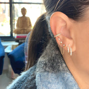 Bezel & Prong Chained Studs - Gold Earrings - Ear Stylist by Jo Nayor