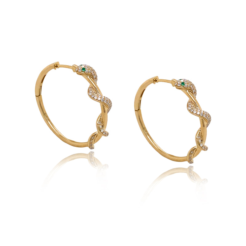 Snake Wrapped Diamond Hoops - Designer Earrings - The Ear Stylist