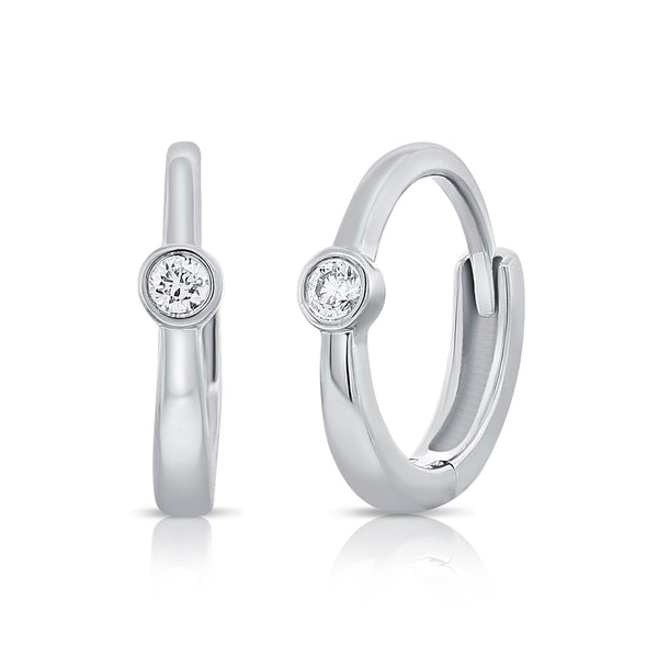 Bezel Solitaire Diamond Huggie Earrings