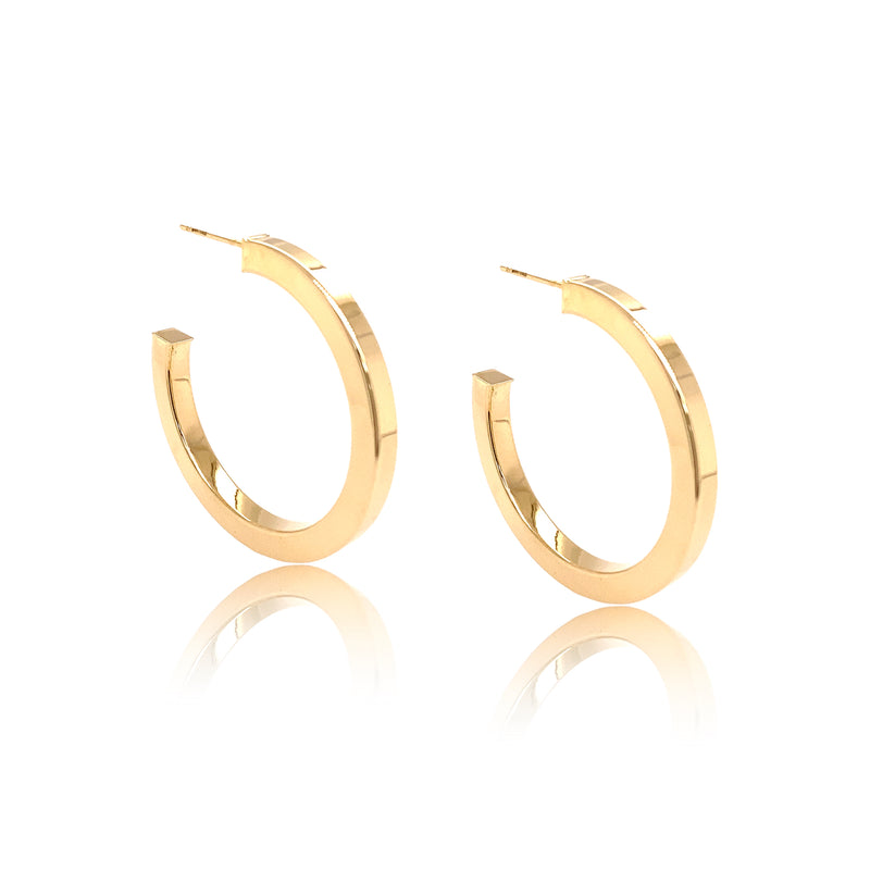 14K Gold Edge Hoops - Designer Earrings - The Ear Stylist