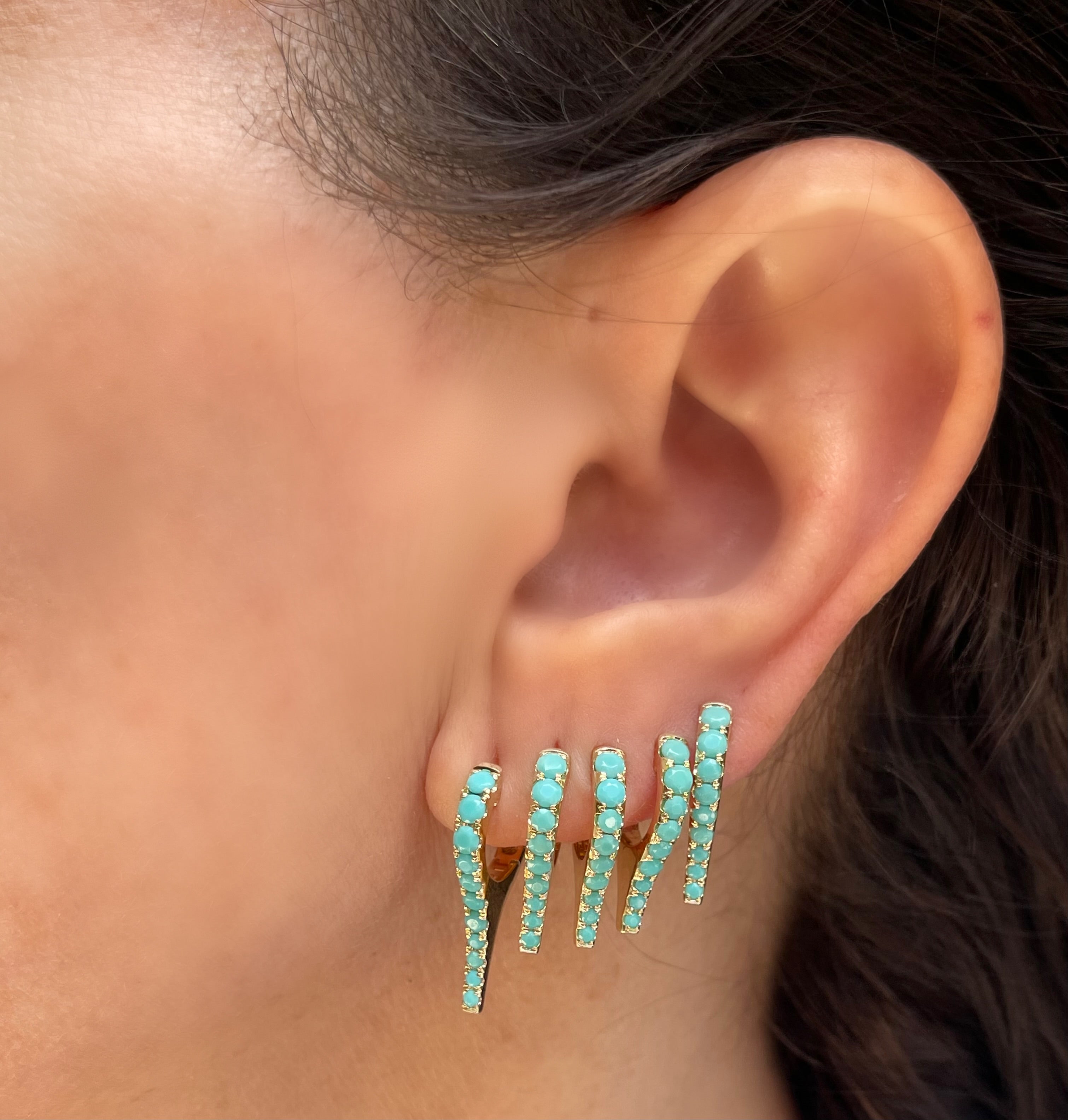 Small Turquoise Stiletto Huggies