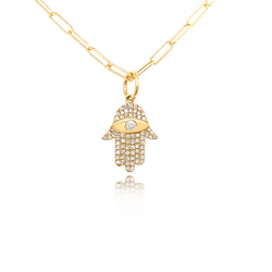 Diamond Hamsa Evil Eye Necklace