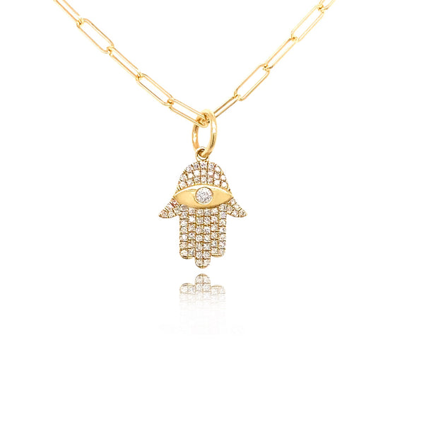 Diamond Hamsa Evil Eye Necklace