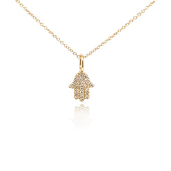 Mini Pave Diamond Hamsa Necklace