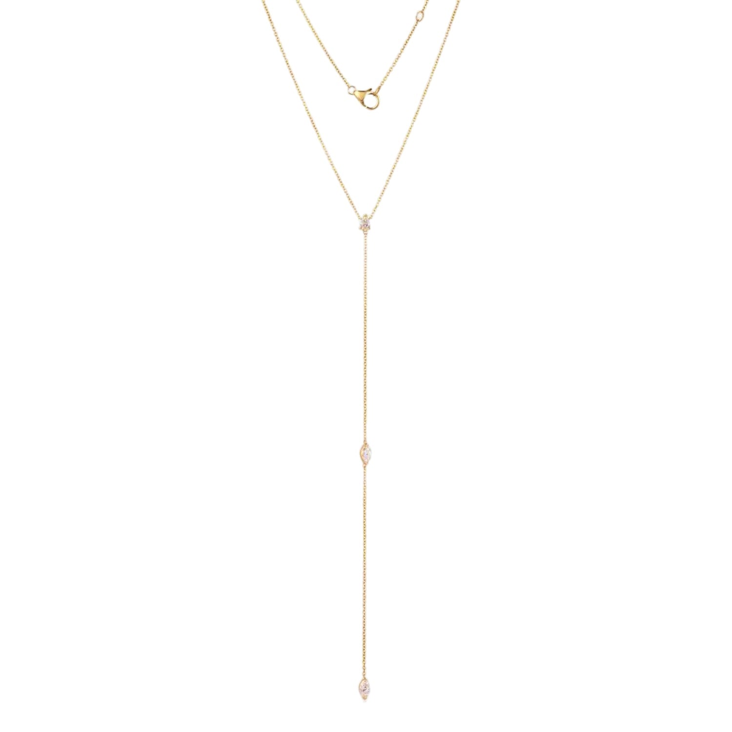 Three Diamond Lariat Necklace