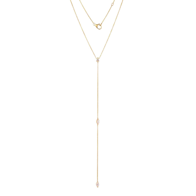 Three Diamond Lariat Necklace