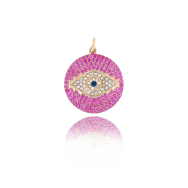 Pink Sapphire Evil Eye Medallion