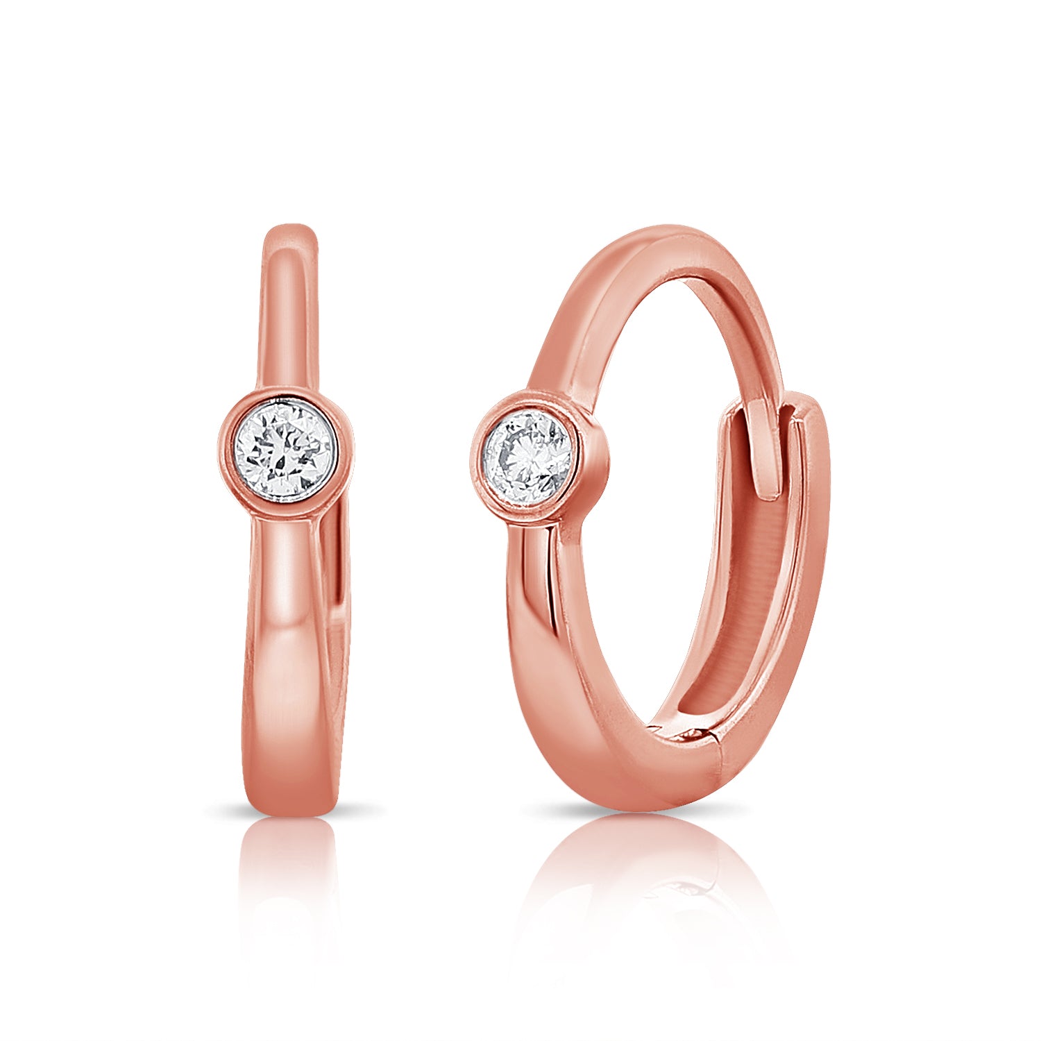Bezel Solitaire Diamond Huggie Earrings - The Ear Stylist by Jo Nayor
