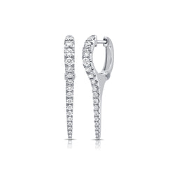 Long Diamond Stiletto Huggies - Diamond Earrings - The Ear Stylist