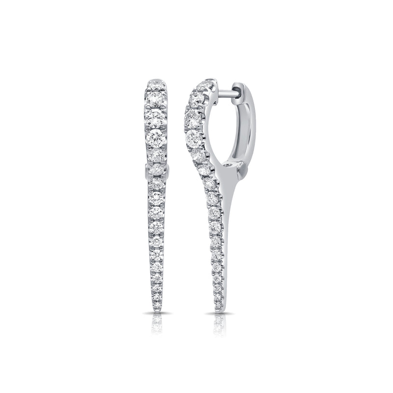 Long Diamond Stiletto Huggies - Diamond Earrings - The Ear Stylist