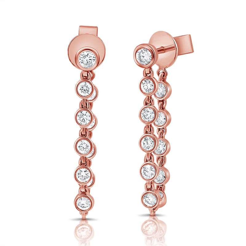 Tethered Bezel Diamond Draped Studs