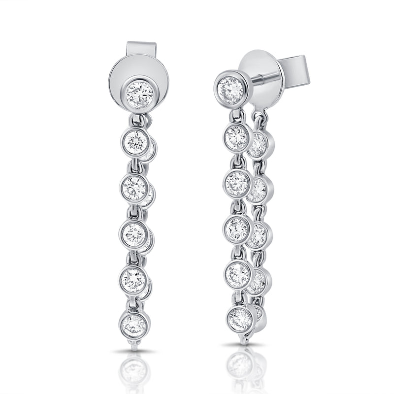 Tethered Bezel Diamond Draped Studs