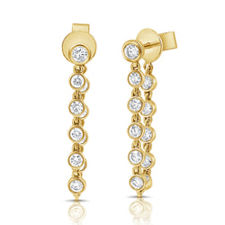 Tethered Bezel Diamond Draped Studs