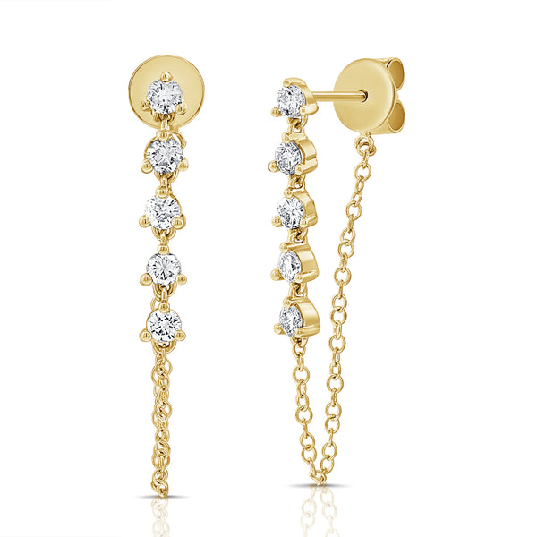 Five Diamond Tethered Earring - Earrings - Ear Stylist by Jo Nayor