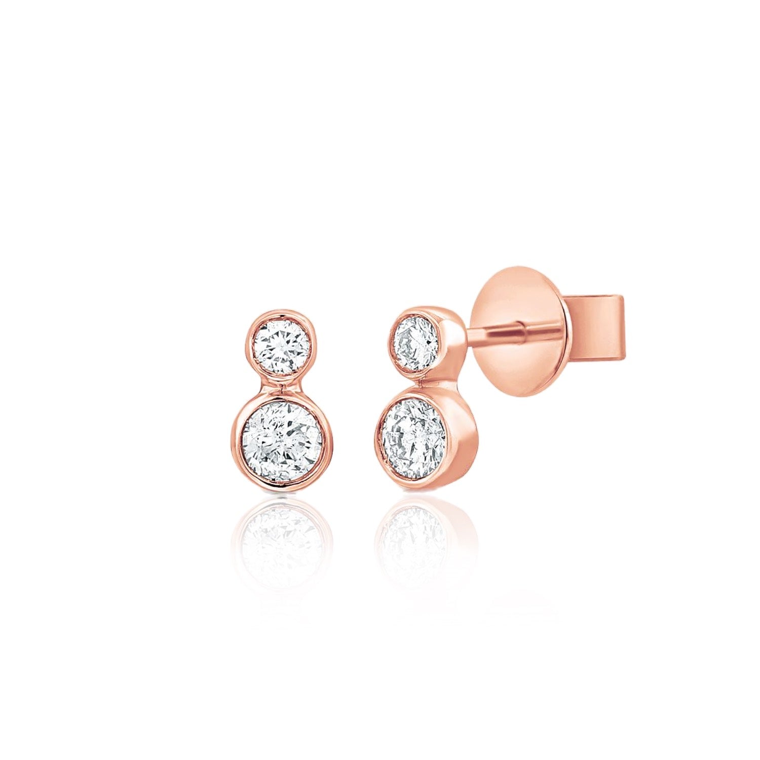 Bezel Diamond Duo Studs - Gold Earrings - The EarStylist by Jo Nayor