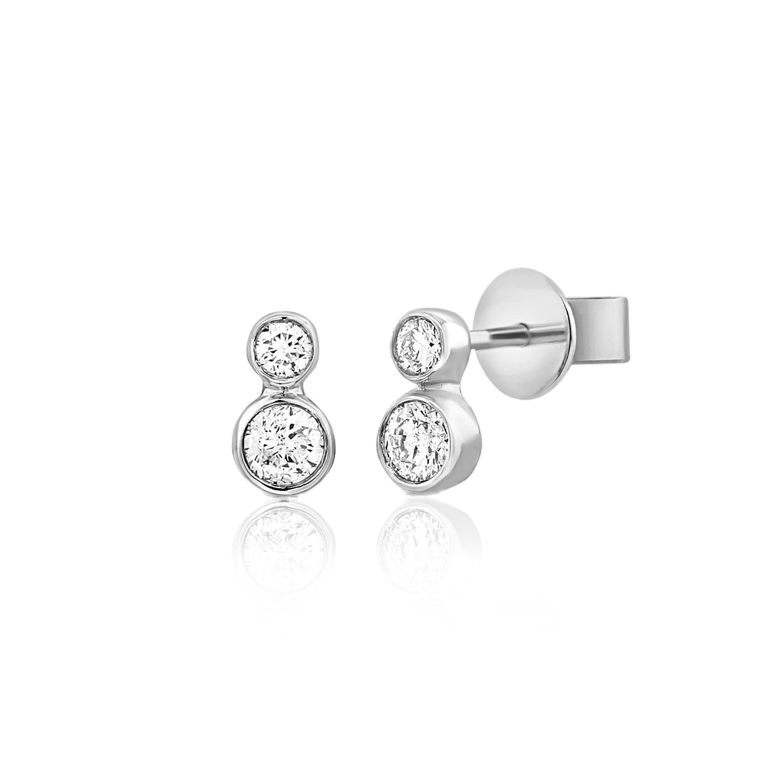 Bezel Diamond Duo Studs - Gold Earrings - The EarStylist by Jo Nayor