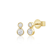 Bezel Diamond Duo Studs - Gold Earrings - The EarStylist by Jo Nayor