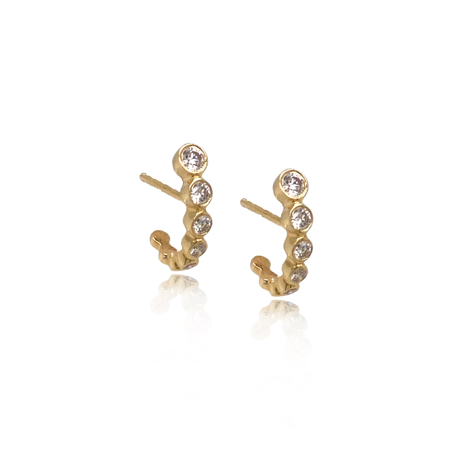 Bezel Diamond J Hook Earrings