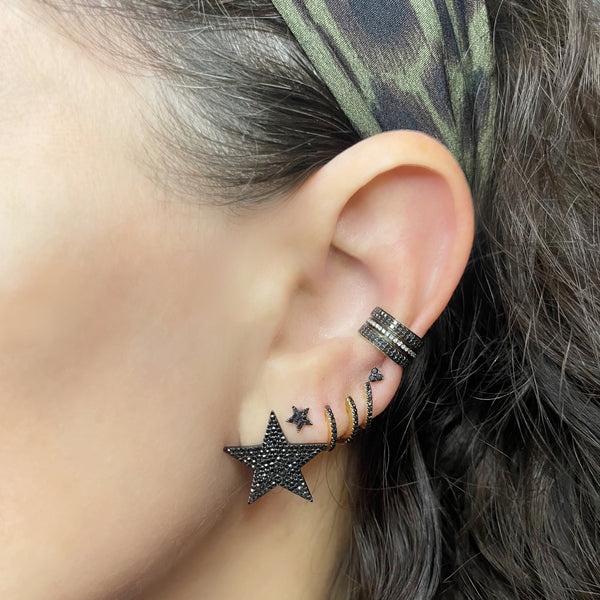 Black Diamond Mini Trinity Post Earring - Earrings - The Ear Stylist