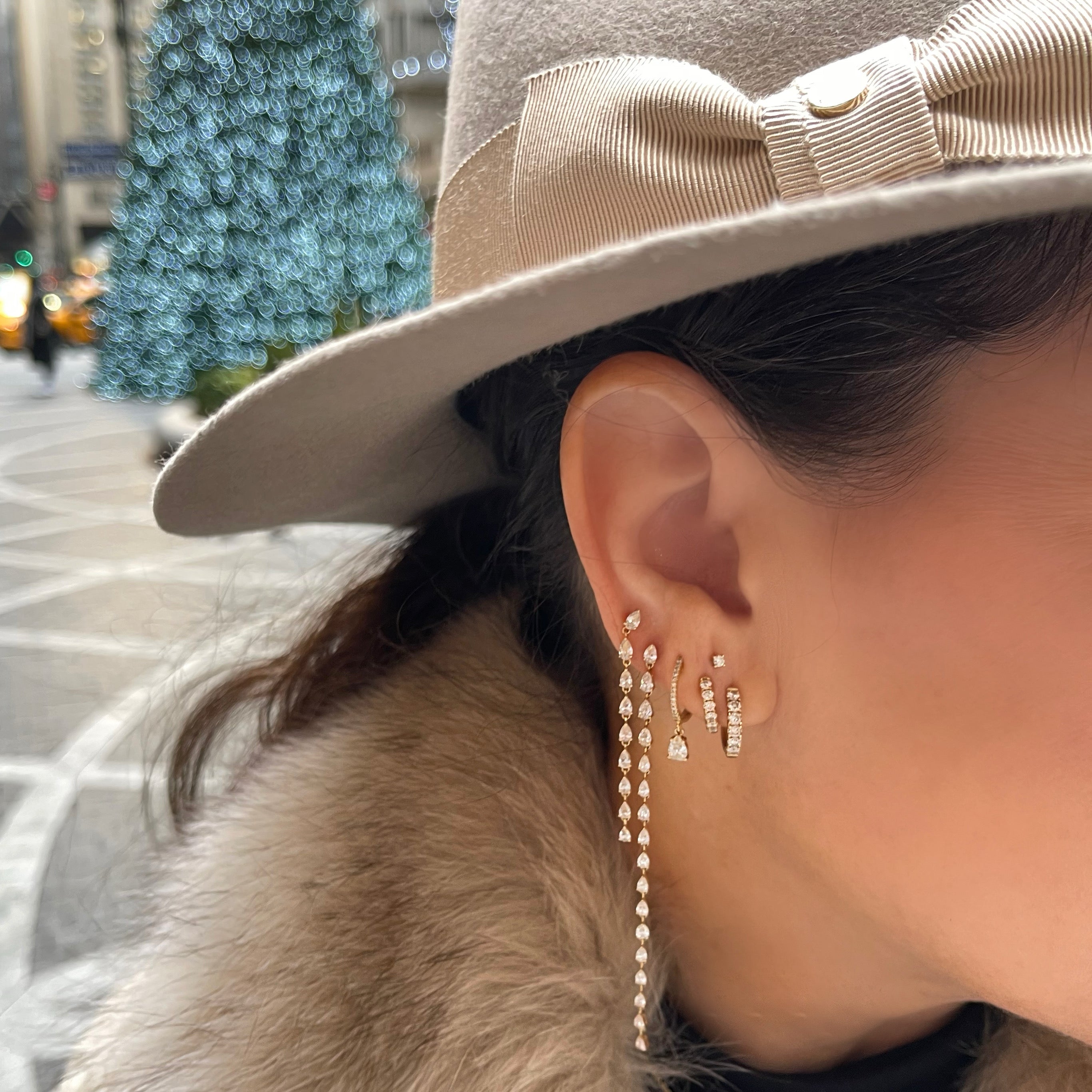 1.5" Pear Diamond Duster Earrings