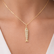 Dancing Diamond Fish Necklace - Diamond Necklace - Jo Nayor