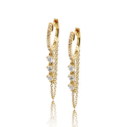 Diamond Chained Huggies - Diamond Earrings - EarStylist by Jo Nayor