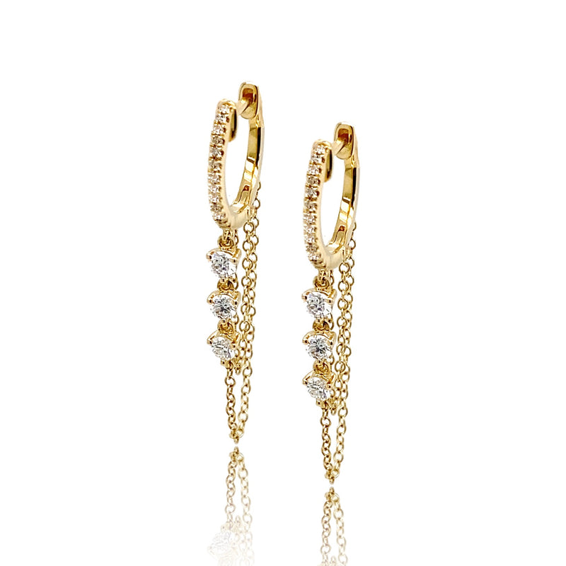 Diamond Chained Huggies - Diamond Earrings - EarStylist by Jo Nayor