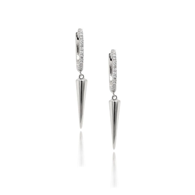 Needle Spike Diamond Huggies - Earrings - The Ear Stylist by Jo Nayor