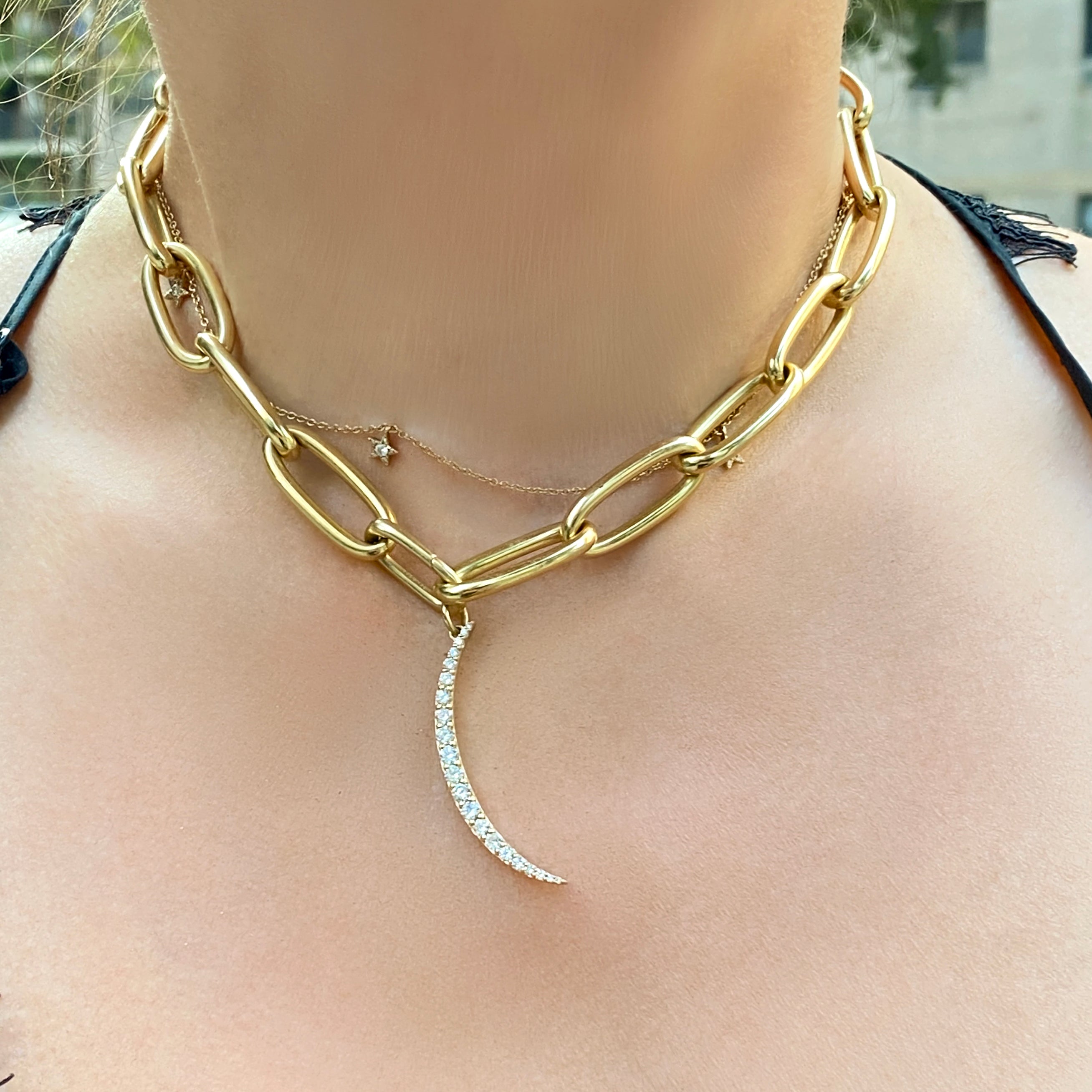 Diamond Moon Charm - Diamond Charms - The Ear Stylist by Jo Nayor
