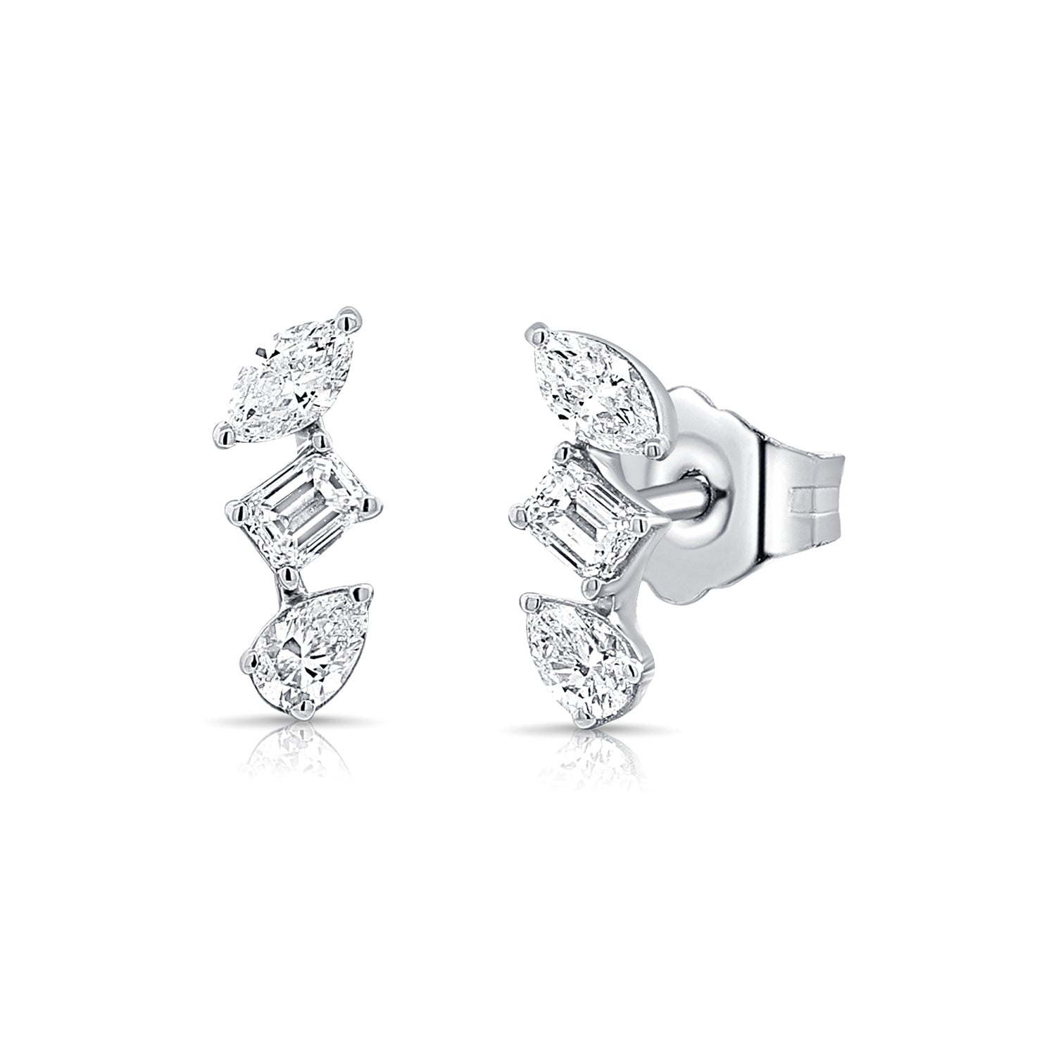 Diamond Trifecta Stud- Designer Earrings - The EarStylist by Jo Nayor